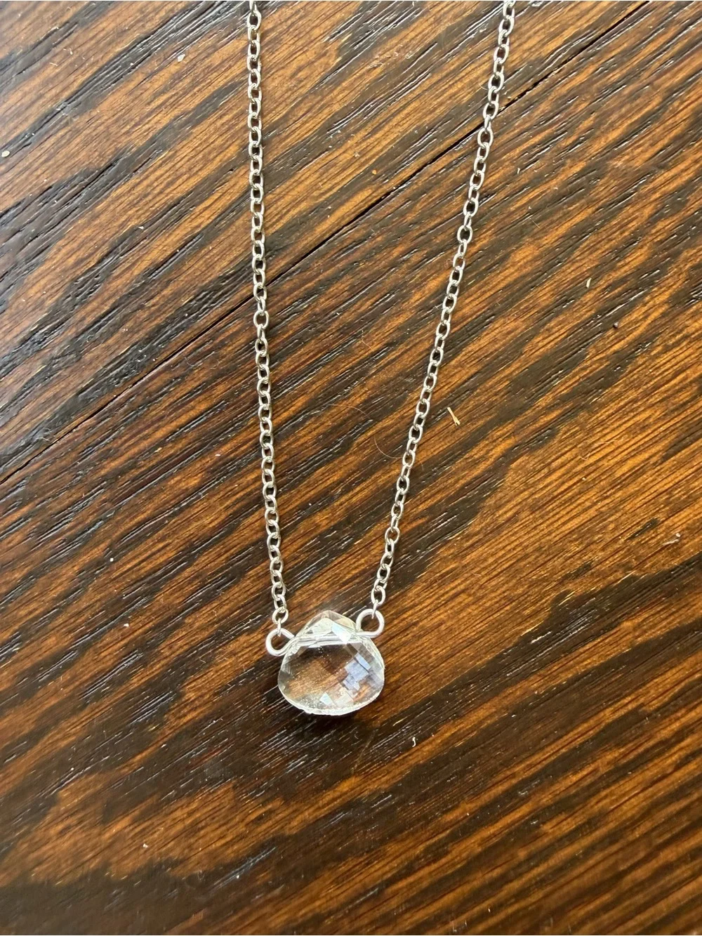 Silver toned Clear Crystal Pendant Necklace